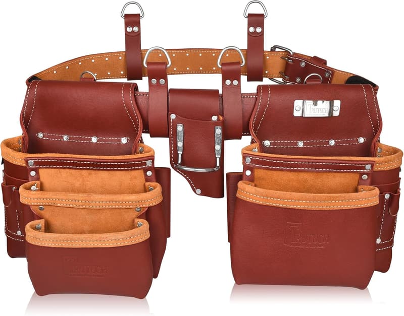 Heavy-Duty Leather Tool Pouch for Handyman & Electricians