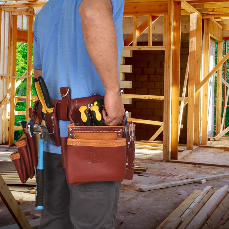 Heavy-Duty Leather Tool Pouch for Handyman & Electricians