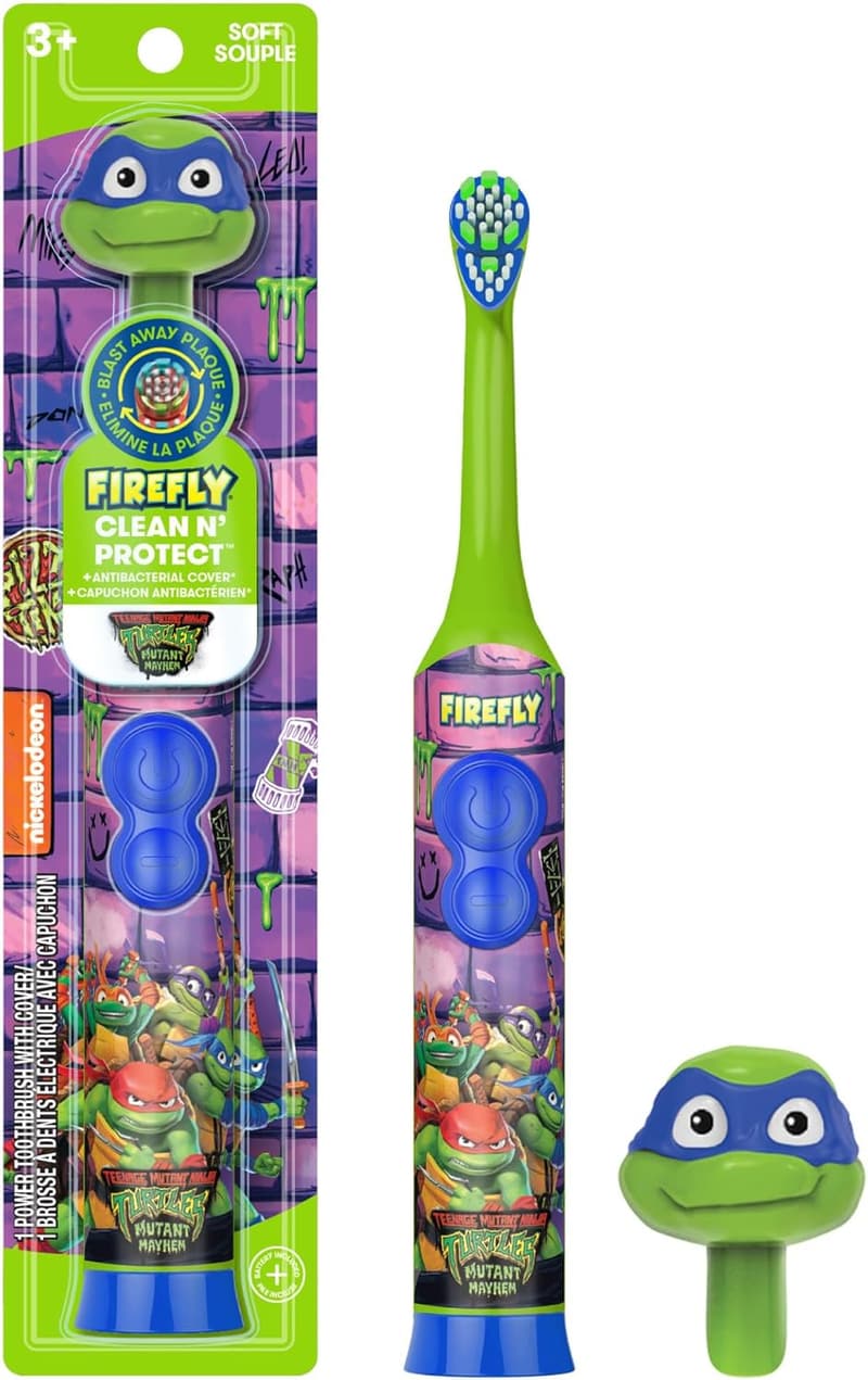 Teenage Mutant Ninja Turtles Power Toothbrush for Kids, Soft Bristles