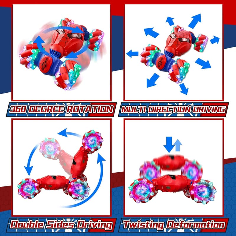 Gesture Control Stunt Car with Lights & Music for Kids