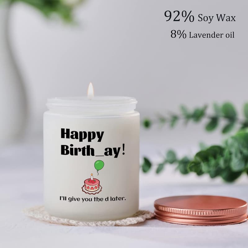 Funny Lavender Birthday Candle Gift for Her - Unique Couples' Present