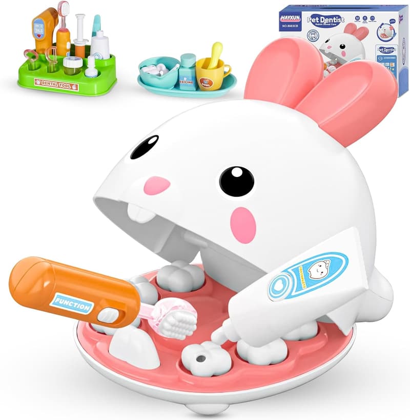 Kids' Dentist Role Play Kit - 31 Pcs Pretend Play Toy for Ages 3-7