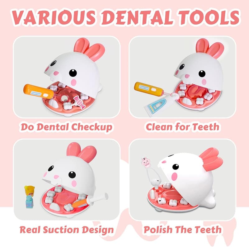 Kids' Dentist Role Play Kit - 31 Pcs Pretend Play Toy for Ages 3-7