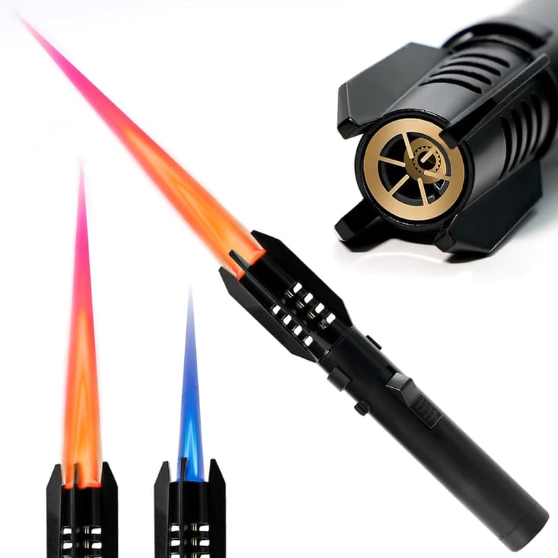 Adjustable Windproof Torch Lighter for Camping and BBQ (Black)