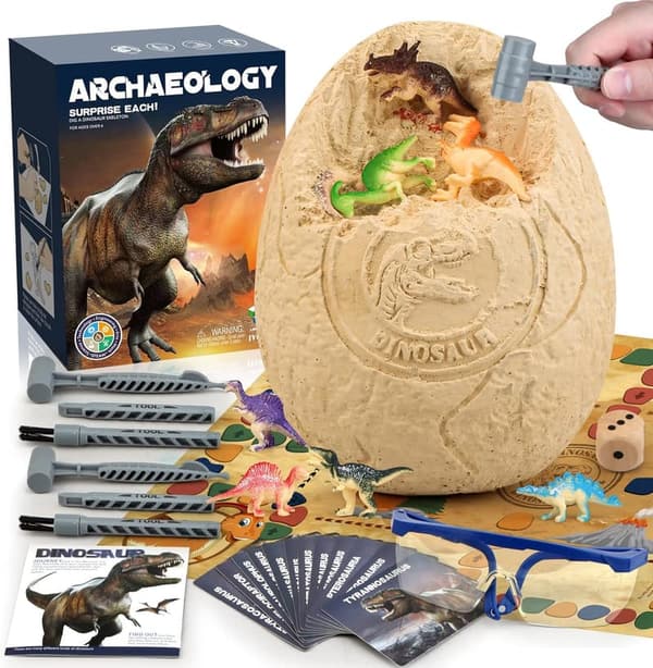 Dinosaur Egg Excavation Kit with 12 Toy Dinosaurs for Kids 6+