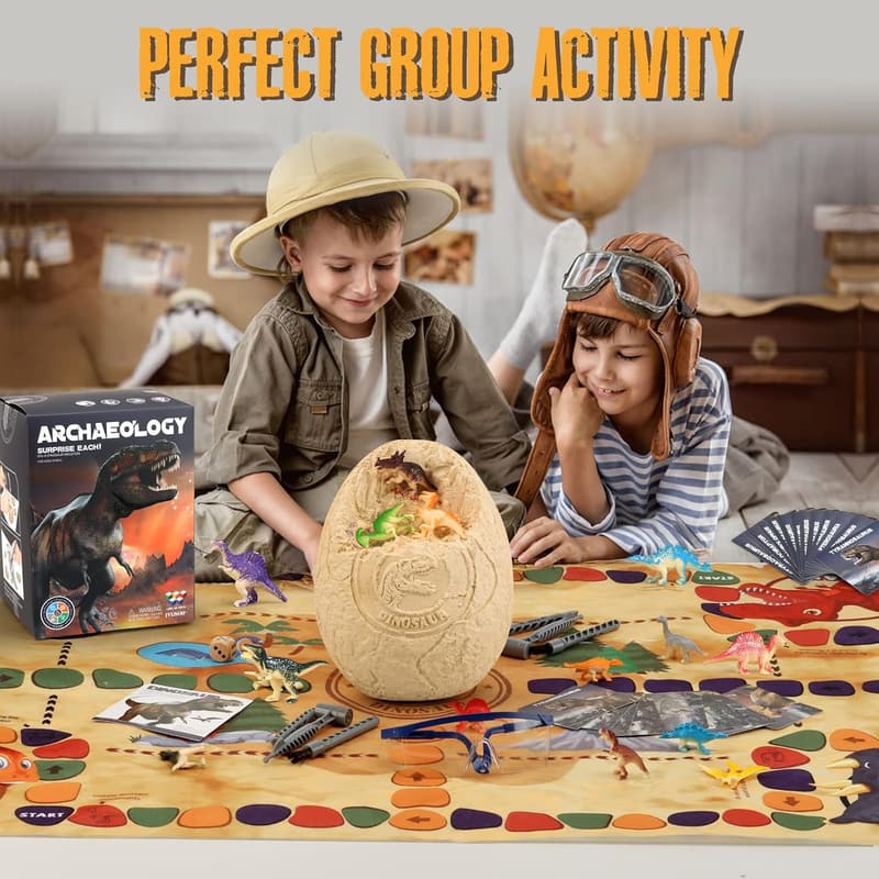Dinosaur Egg Excavation Kit with 12 Toy Dinosaurs for Kids 6+