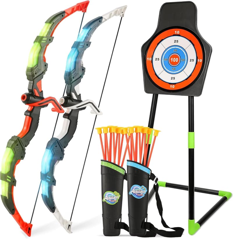 Kids LED Light-Up Bow and Arrow Set with 20 Arrows - Age 4-12