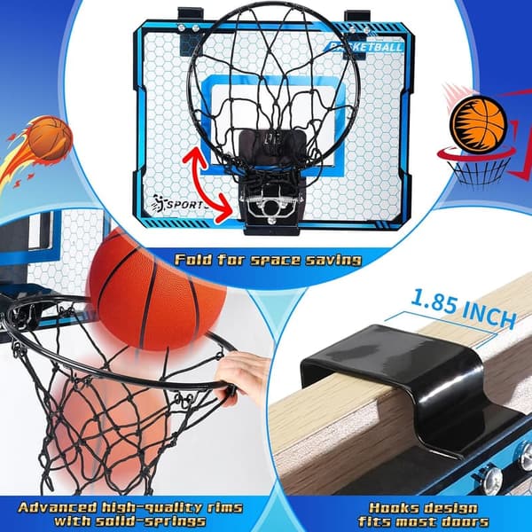 Indoor Mini Basketball Hoop with LED Lights & Scoreboard for Kids