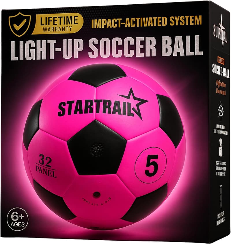 Glow in the Dark Soccer Ball | LED Light-Up Sports Gift for Girls 6-15