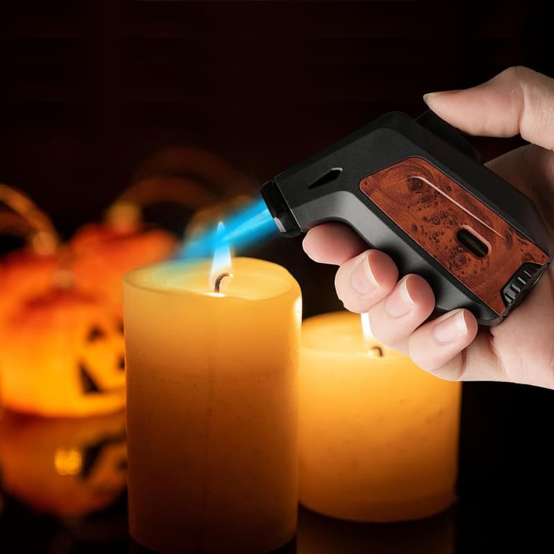 Refillable Torch Lighter Set - Adjustable Flame, Windproof for BBQ & Camping