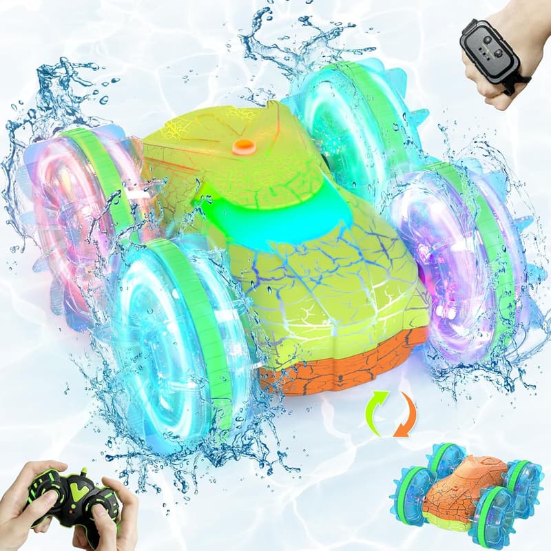 Remote Control Amphibious Car Boat for Kids 5-13 - LED & 4WD