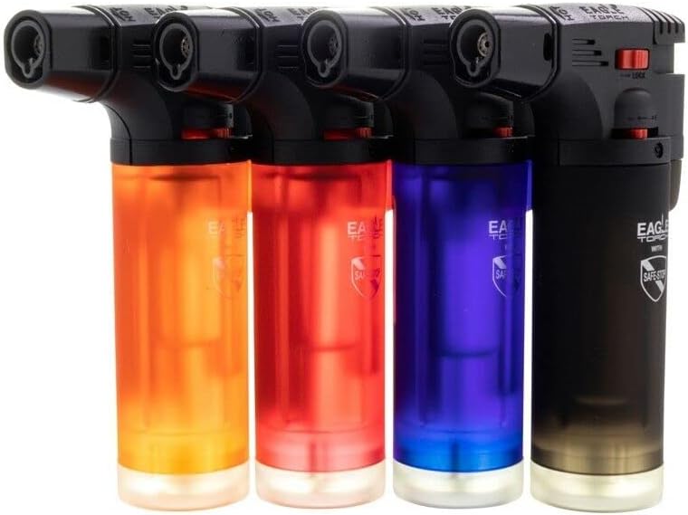 Adjustable Flame Windproof Butane Lighters - 4 Pack