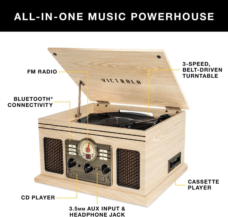 Victrola 6-in-1 Bluetooth Record Player & Multimedia Center