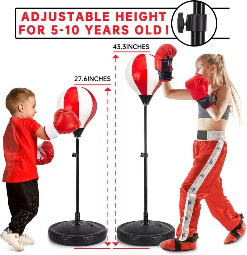 Kids Boxing Bag Set with Gloves & Adjustable Stand
