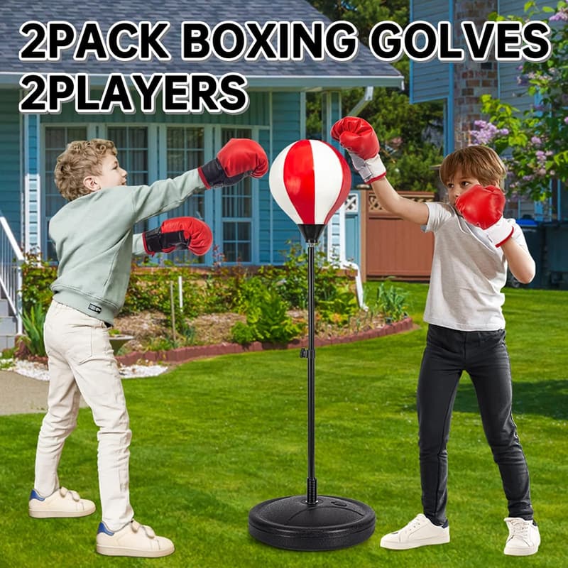 Kids Boxing Bag Set with Gloves & Adjustable Stand
