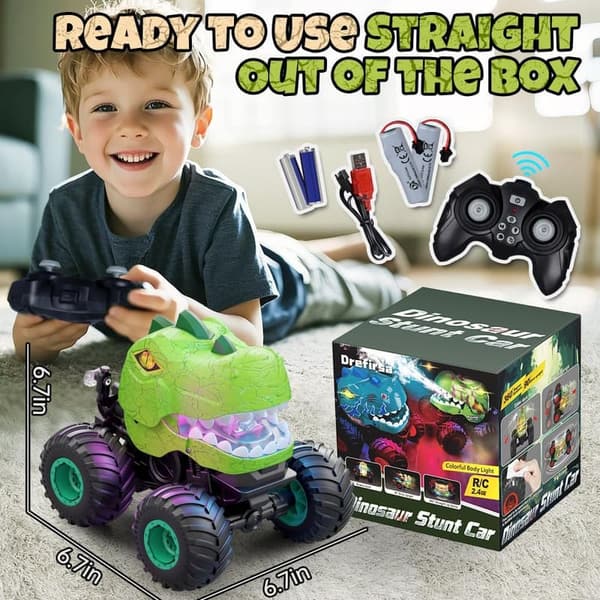 Dinosaur Monster Truck Remote Control Car for Kids 4-12