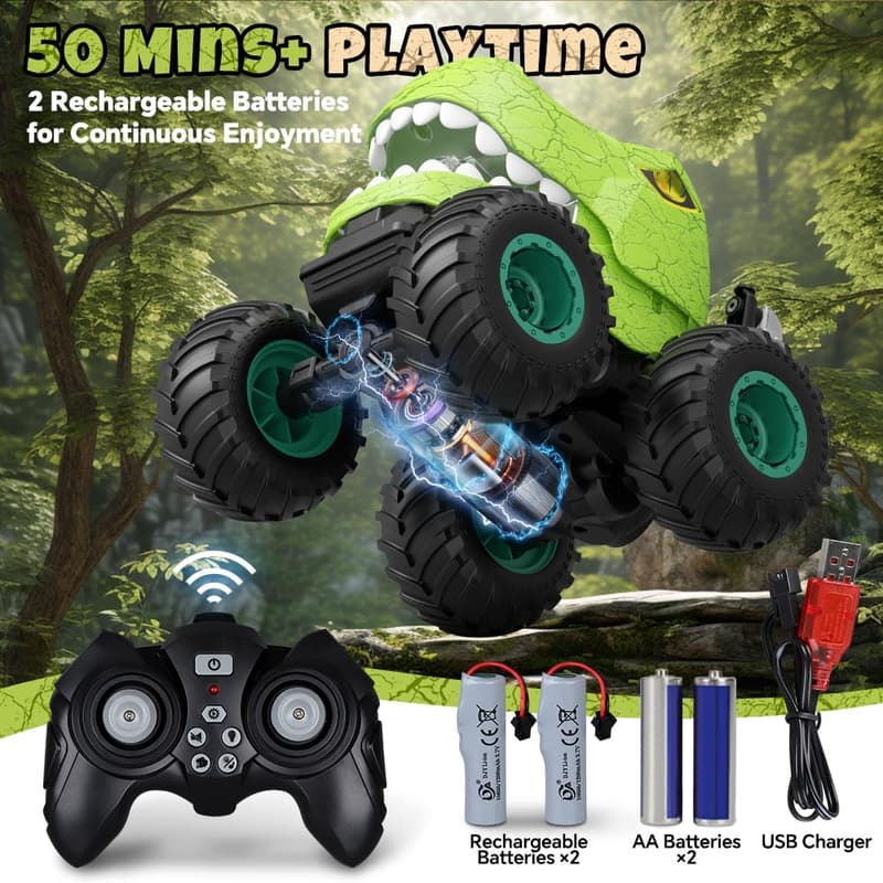 Dinosaur Monster Truck Remote Control Car for Kids 4-12