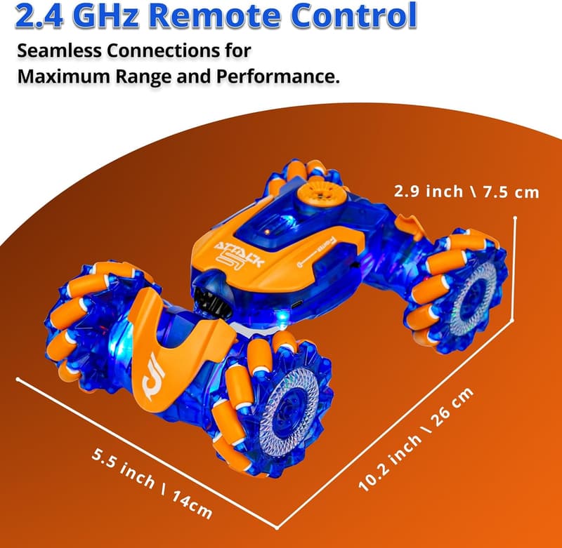 Rechargeable Gesture-Sensing Stunt Car with Lights & Music - Birthday Gift for Kids