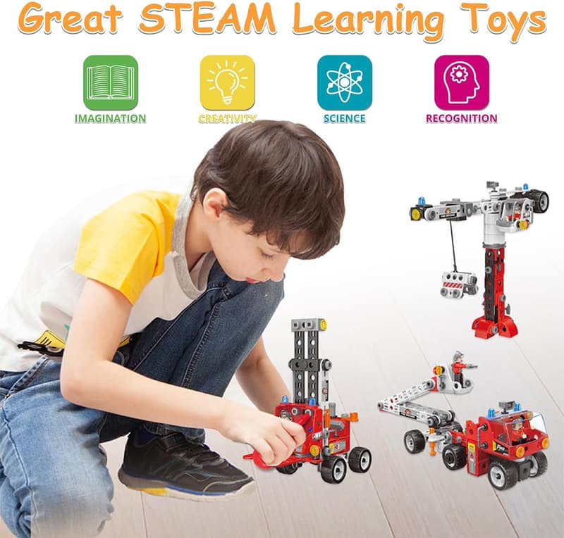 STEM Building Blocks Set for Kids 4-10 Years - 187 Pieces
