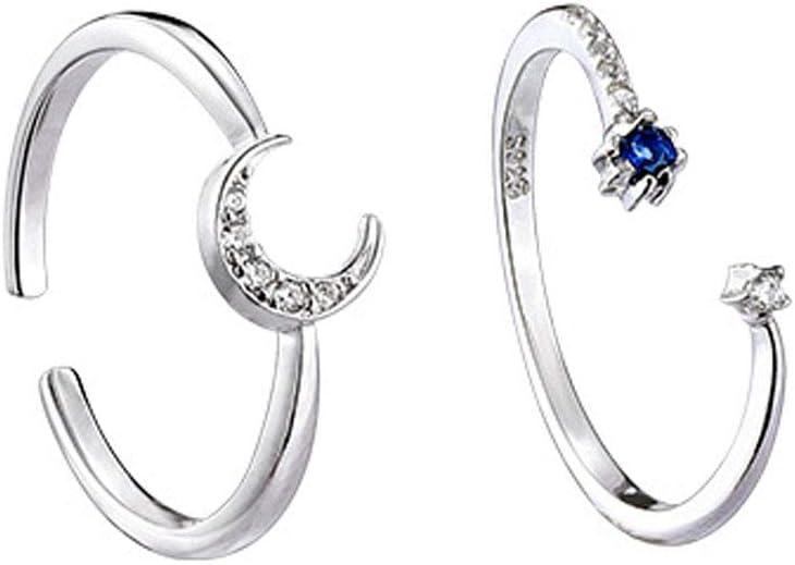 Sterling Silver Sun and Moon Friendship Rings for Women