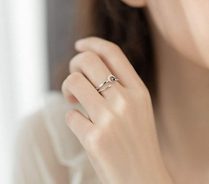 Sterling Silver Sun and Moon Friendship Rings for Women