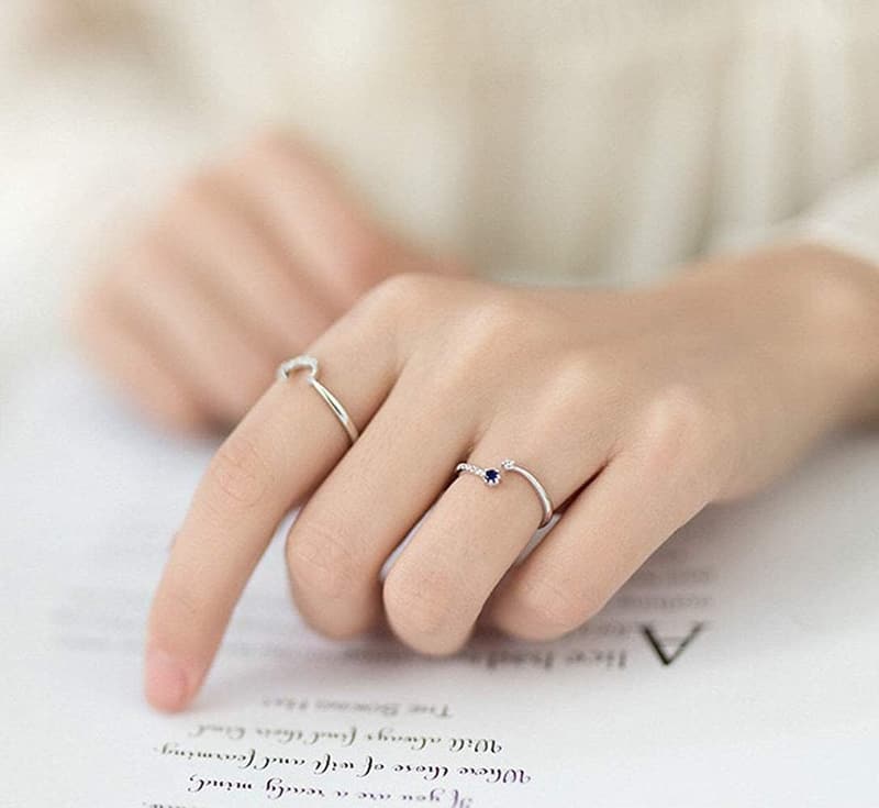 Sterling Silver Sun and Moon Friendship Rings for Women
