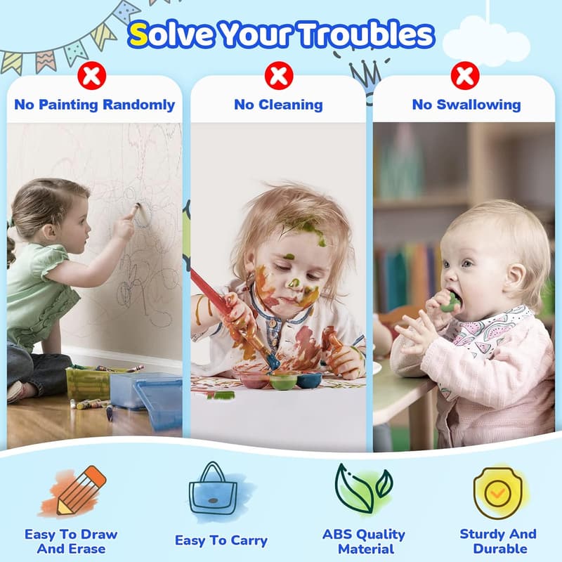 Magnetic Doodle Board for Toddlers - Learning Toy (Light Blue)