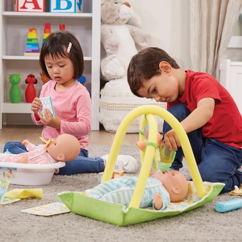Melissa & Doug Twins Luke & Lucy Doll Set, 15” Light Skin