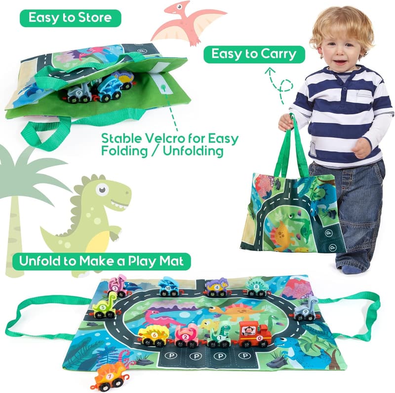 Wooden Dinosaur Train Set with Playmat for Toddlers 2+ 年