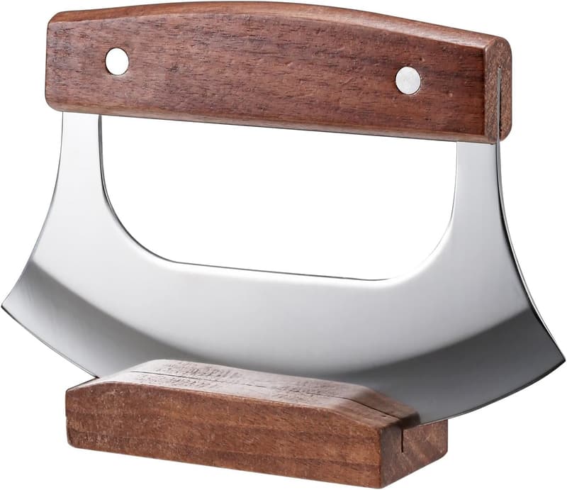 Mezzaluna Ulu Knife with Stand for Pizza, Meat & Vegetables