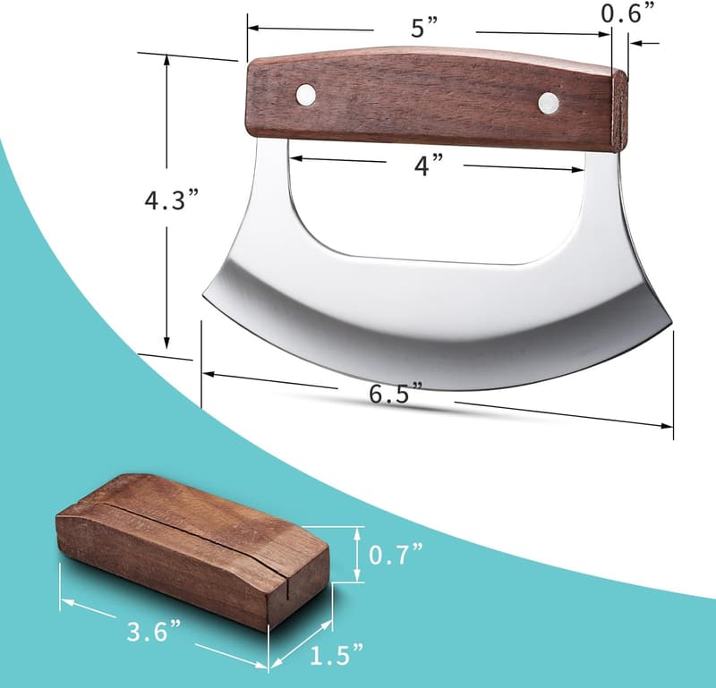 Mezzaluna Ulu Knife with Stand for Pizza, Meat & Vegetables
