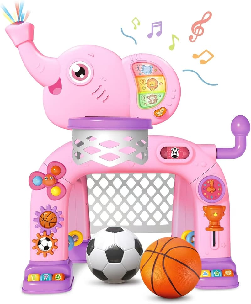 Toddler Activity Center: Basketball Hoop & Soccer Goal with Music