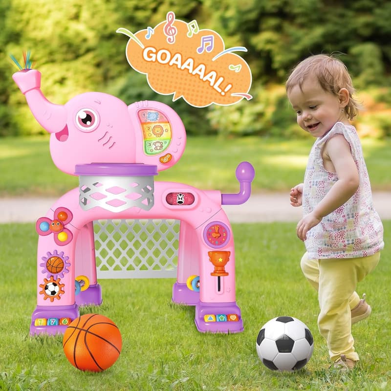 Toddler Activity Center: Basketball Hoop & Soccer Goal with Music