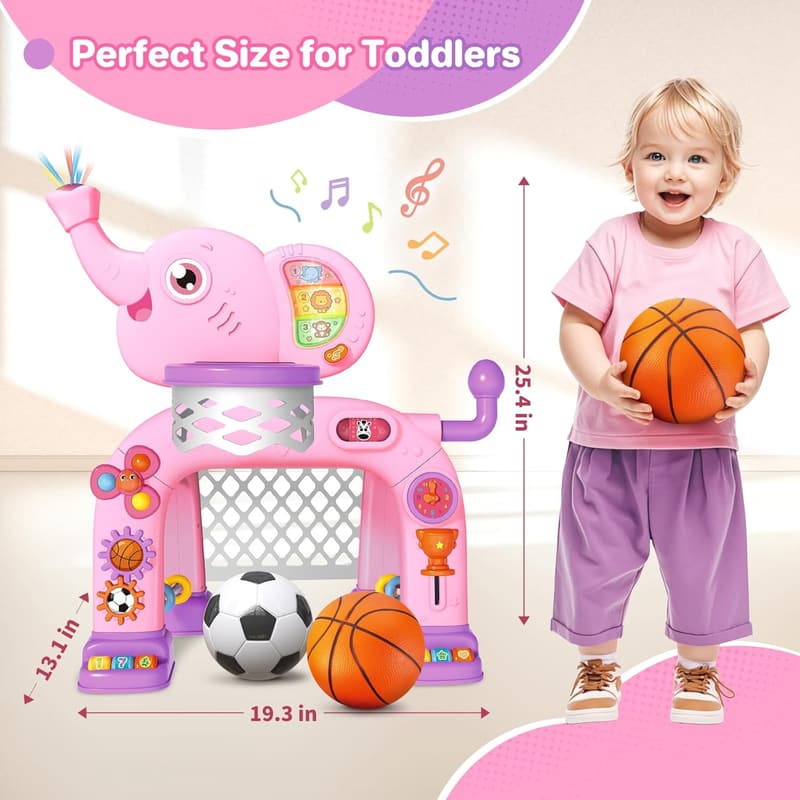 Toddler Activity Center: Basketball Hoop & Soccer Goal with Music