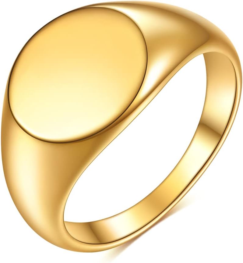 Classic Stainless Steel Signet Ring for Men and Women, Size 4-15