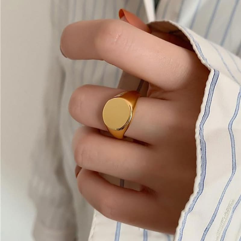 Classic Stainless Steel Signet Ring for Men and Women, Size 4-15
