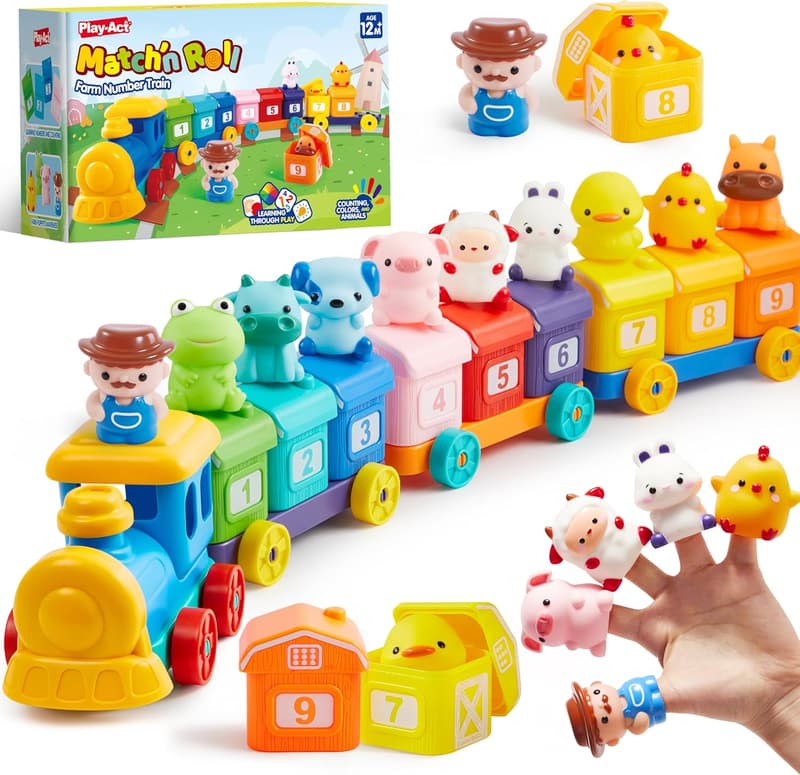 Montessori Counting and Sorting Farm Train Toy for Toddlers