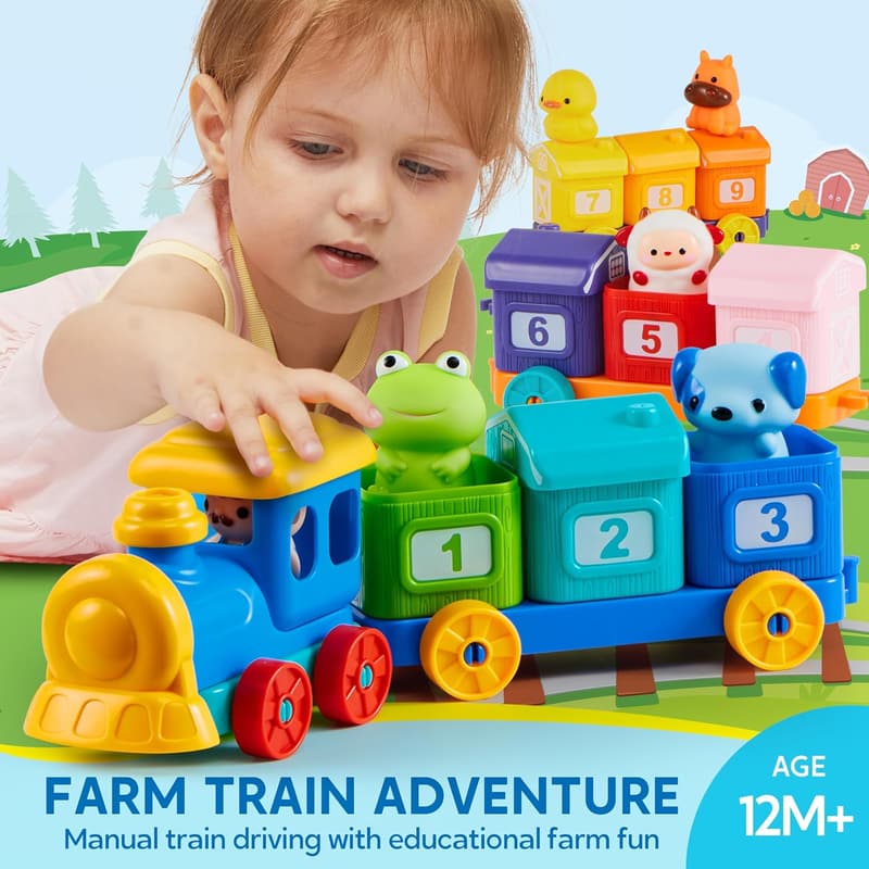 Montessori Counting and Sorting Farm Train Toy for Toddlers