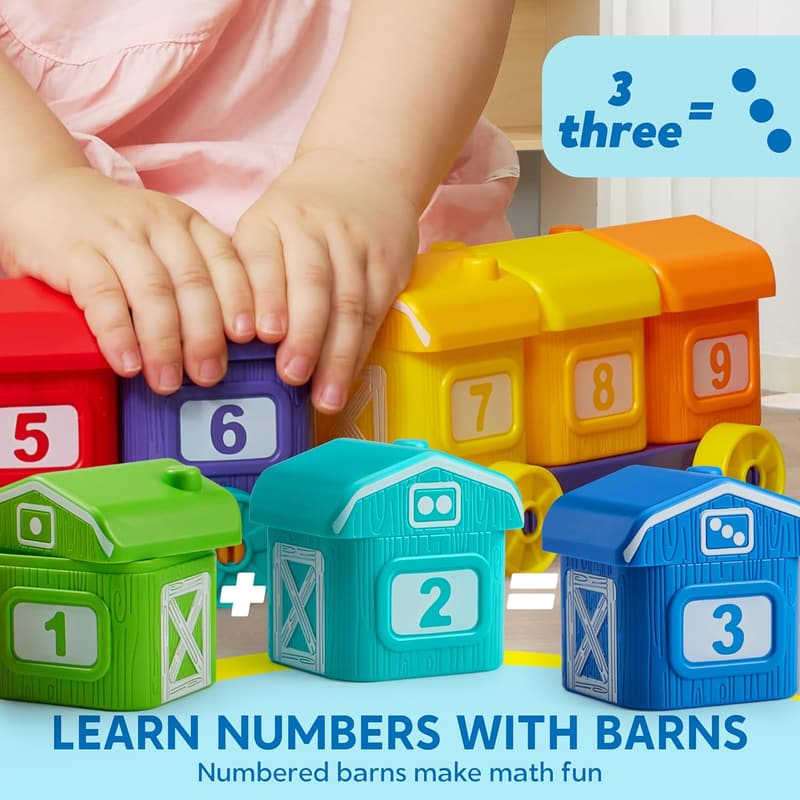 Montessori Counting and Sorting Farm Train Toy for Toddlers