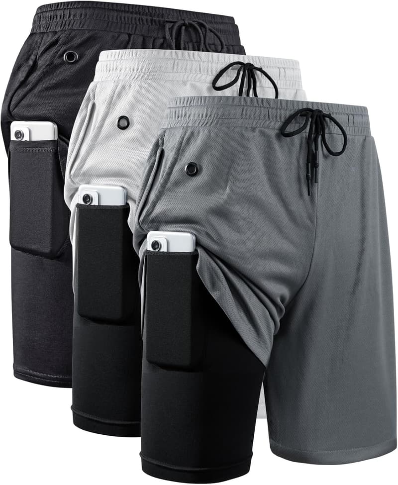 Men's Lightweight 2-in-1 Workout Running Shorts, 7 Inch