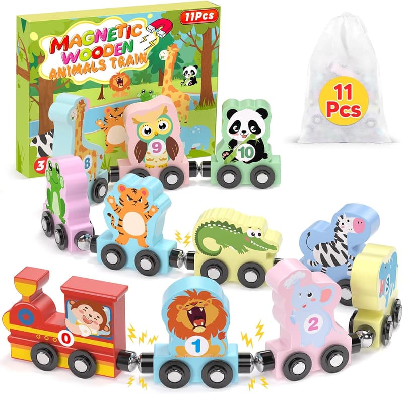 Montessori Magnetic Train Set - Educational Wooden Toys for Toddlers