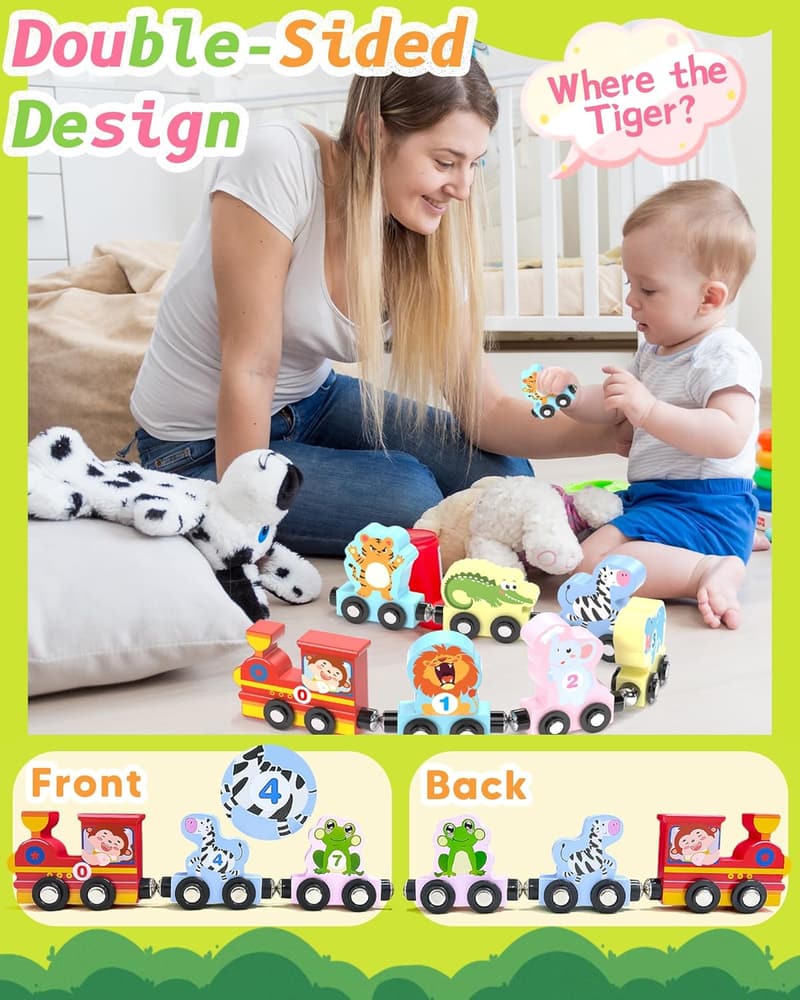 Montessori Magnetic Train Set - Educational Wooden Toys for Toddlers