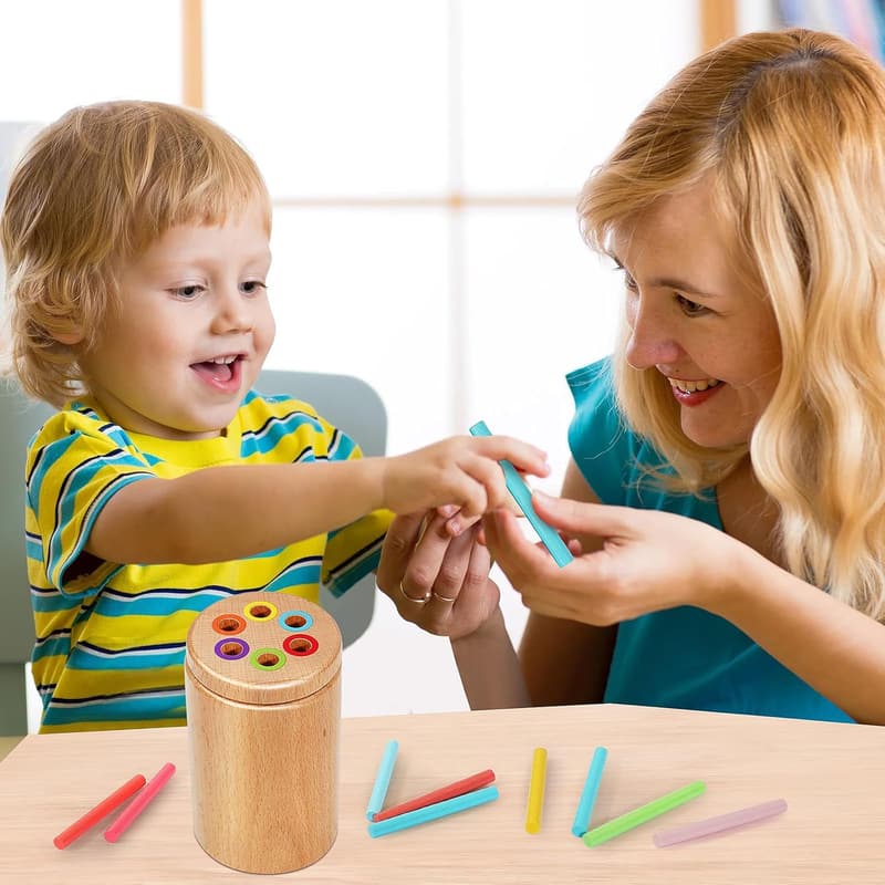Wooden Color Sorting Stacking Toy for Toddlers, 年齡 1-4