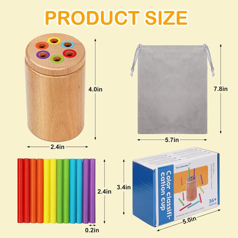 Wooden Color Sorting Stacking Toy for Toddlers, 年齡 1-4