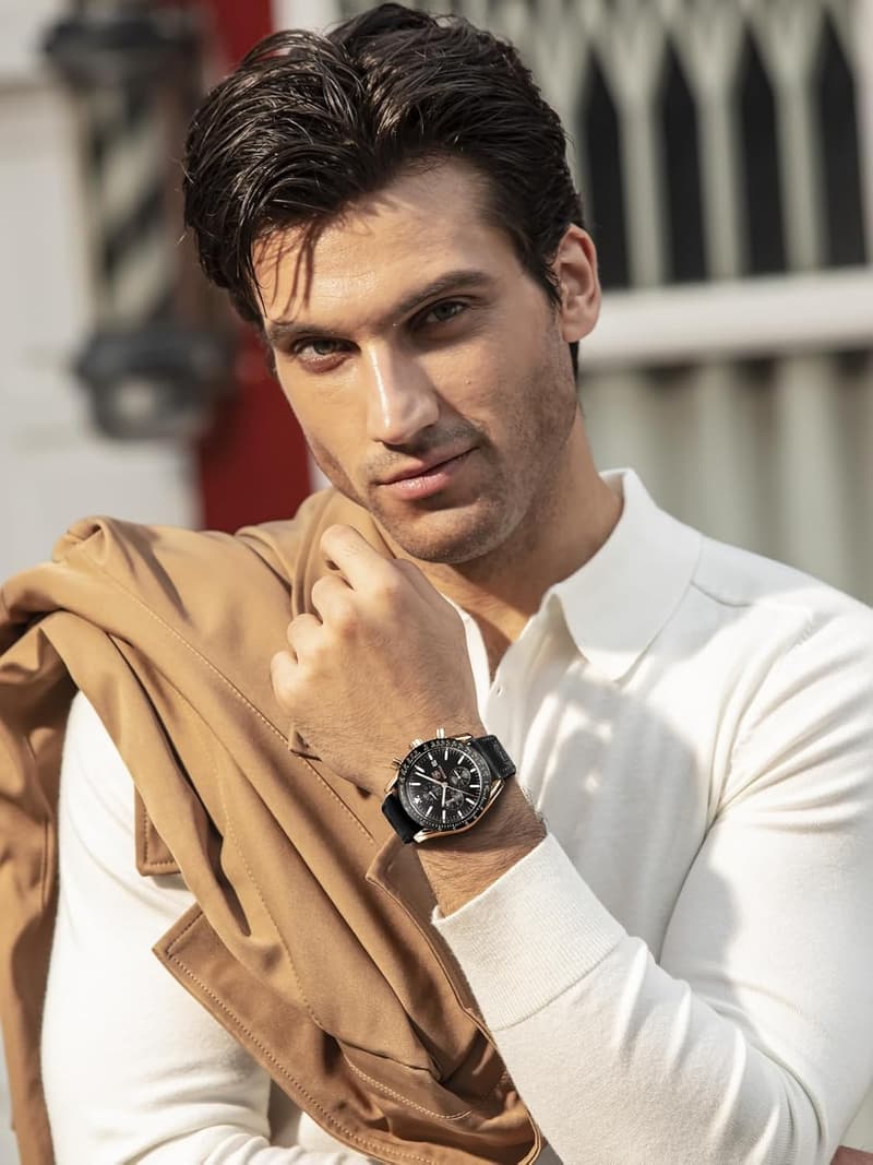 Men's Waterproof Analog Quartz Chronograph Watch with Silicone Strap