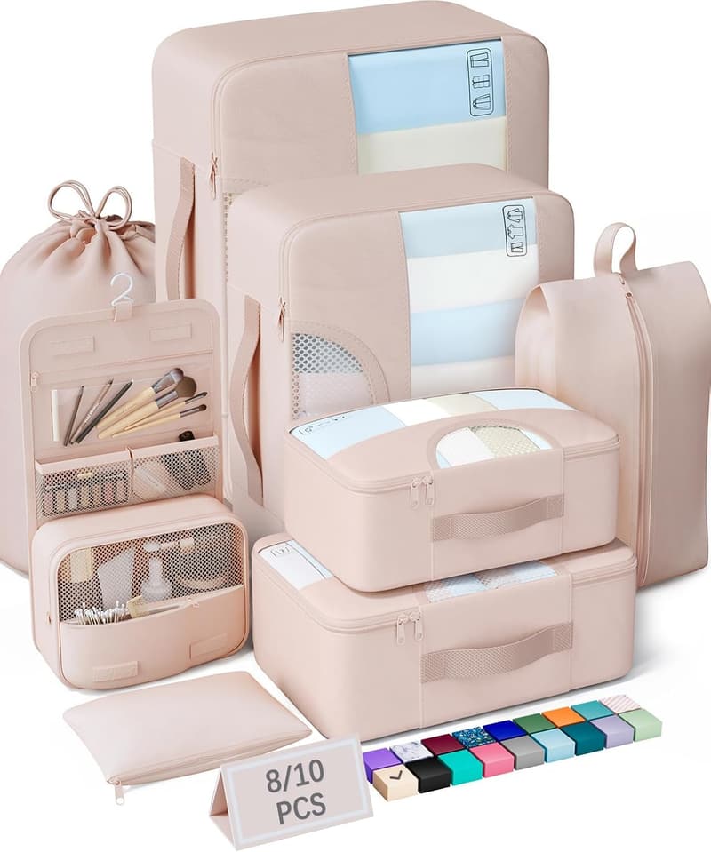 Travel Packing Cubes Set for Women - Organizer Bags with Toiletry and Shoe Bags