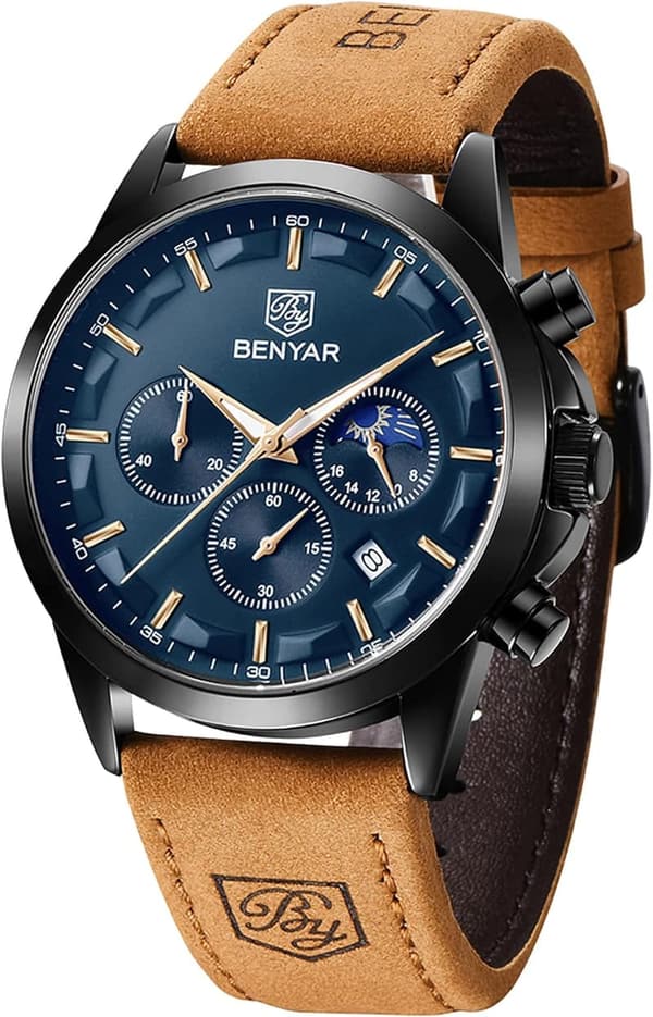 Men's Waterproof Analog Quartz Chronograph Watch - Elegant Gift