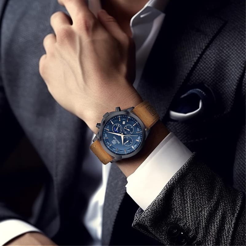 Men's Waterproof Analog Quartz Chronograph Watch - Elegant Gift