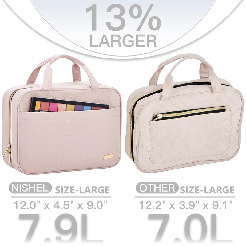 Portable Pink Toiletry Bag Organizer for Women