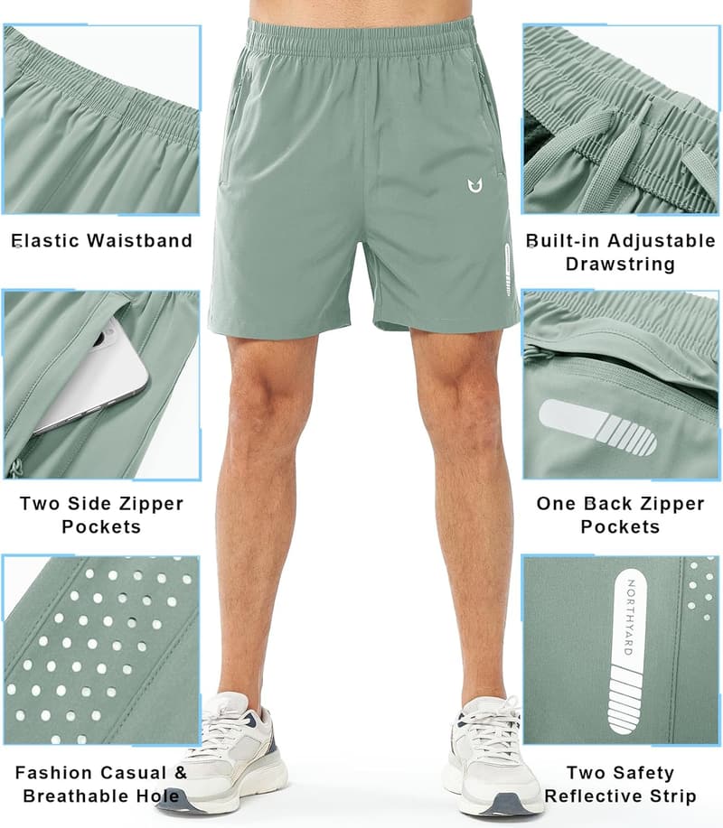 Men's Quick Dry Athletic Running Shorts - Lightweight Workout Wear